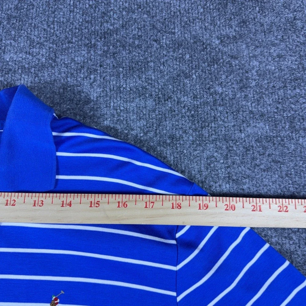 Polo Ralph Lauren Mens Large Blue White Striped Pima Soft Touch Polo Shirt L